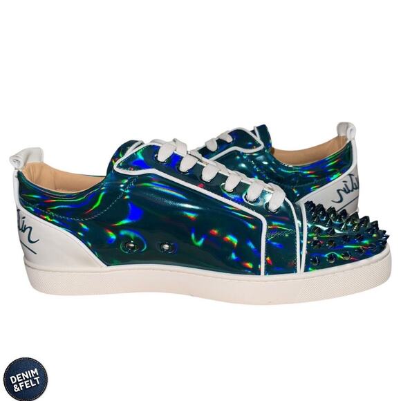 Christian Louboutin Louis Junior Spikes Iridescent Low Top Sneakers Men’s 13 NEW - Picture 6 of 15